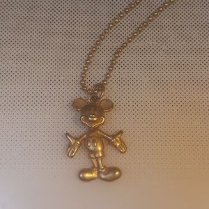 Mickey Brushed Gold With movable head body pendant necklace V rare collectors